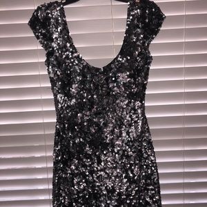 Black/Silver Sequin Cocktail Dress
